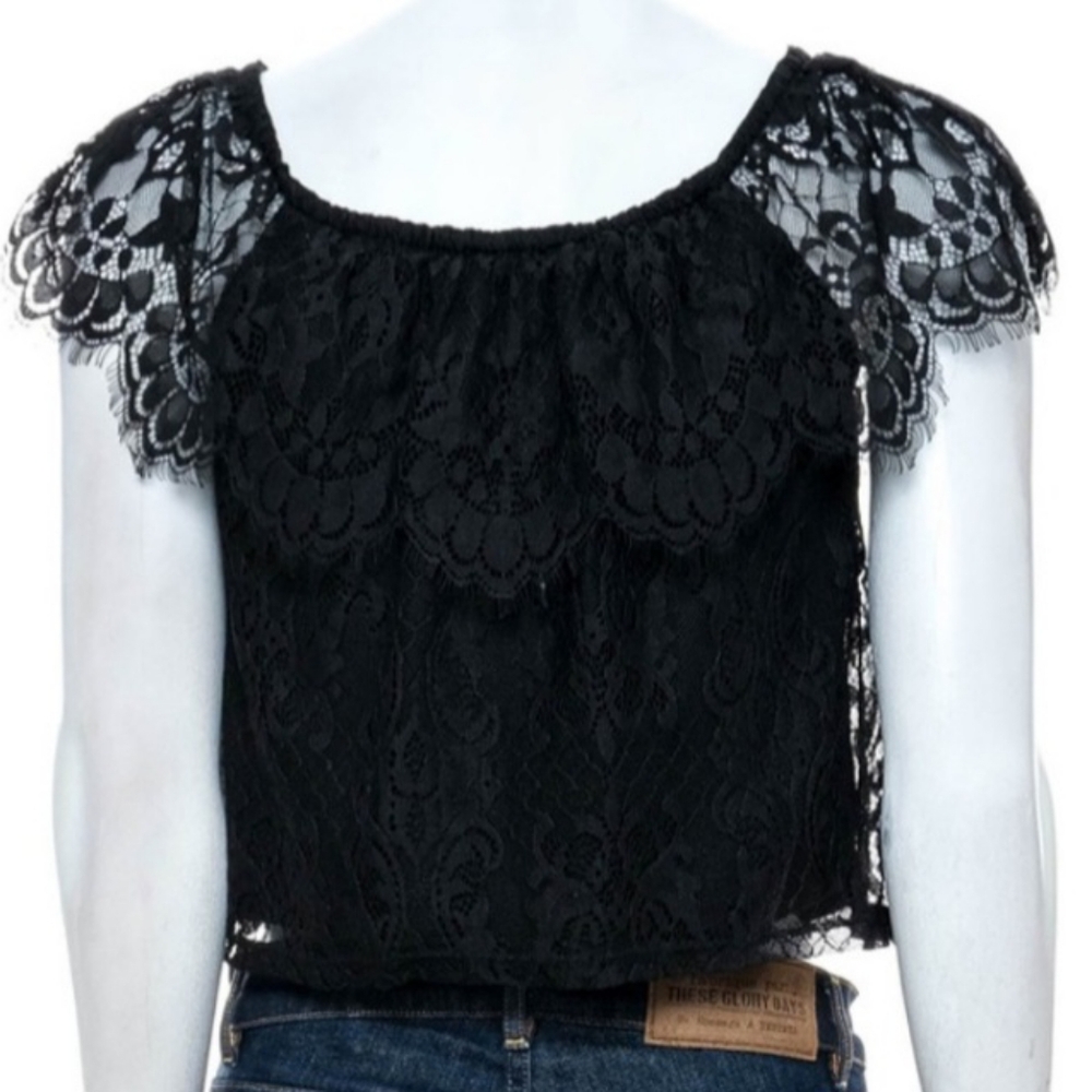 Hollister Off the Shoulder Black Lace Top
